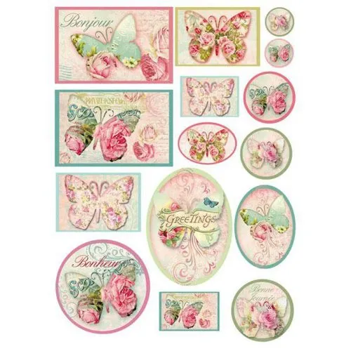 1 feuille de papier de riz 21 x 29,7 cm découpage collage stamperia carte et badge 4070
