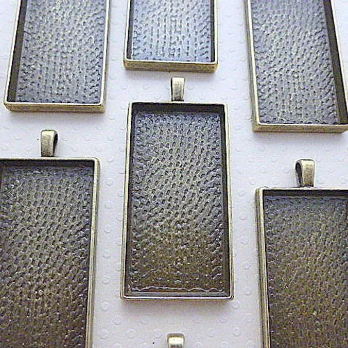 47x24 mm - 10 pendentifs bronze pour cabochon rectangle 47x24 mm - l9930