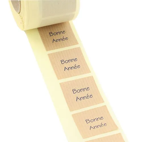 500 étiquettes cadeau autocollantes kraft 3x3cm bonne annee