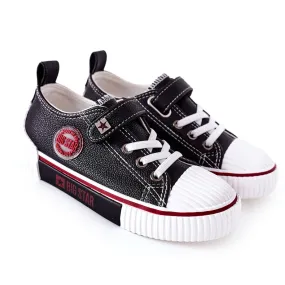 Baskets en cuir pour enfants Big Star II374042 Noir le noir