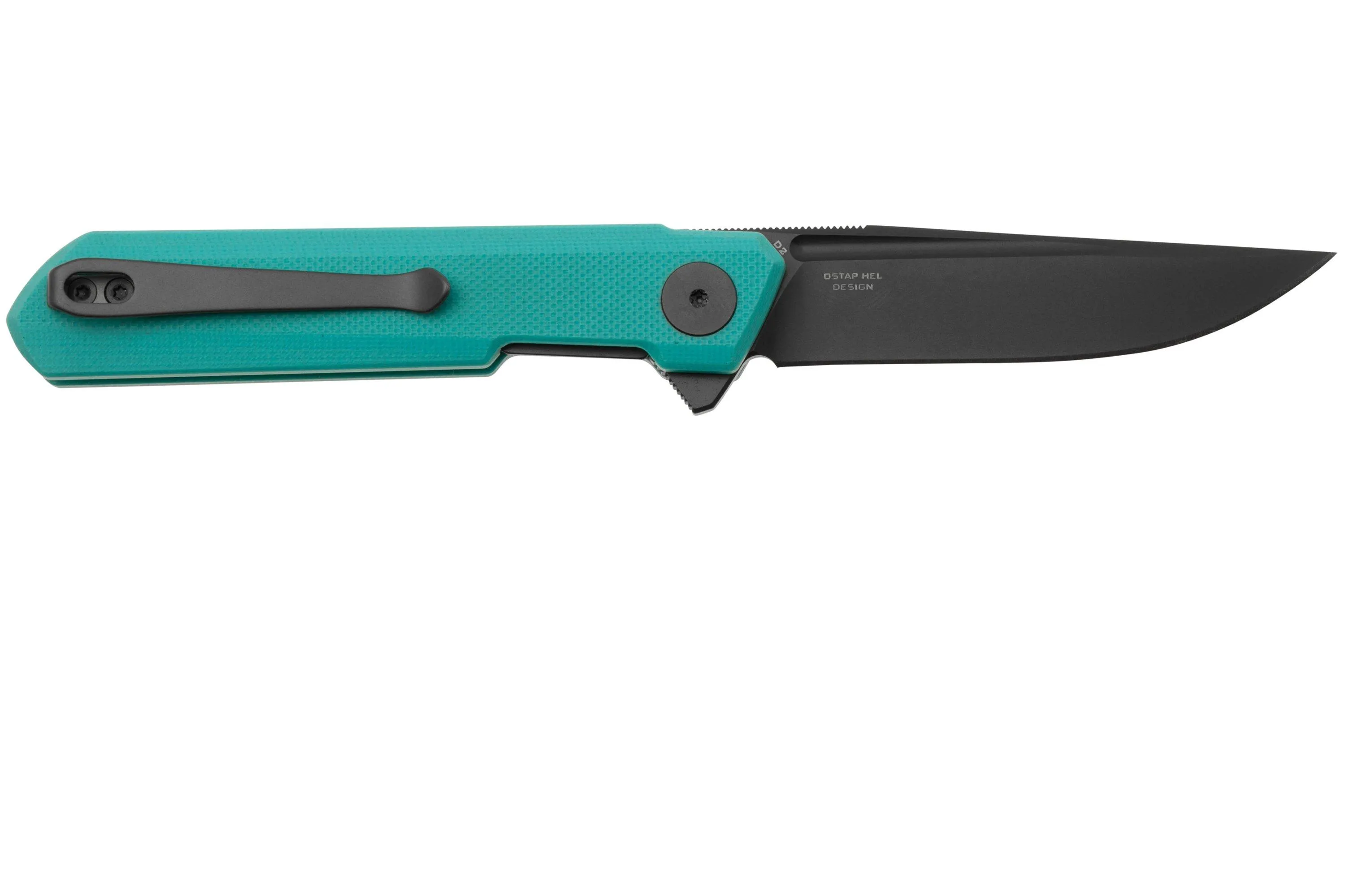 Bestechman Mini Dundee BMK03E Grey PVD Light Blue G10,  couteau de poche, Ostap Hel Design