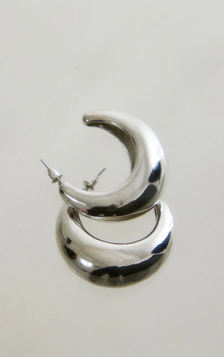 Boucles d'oreilles argentées chunky arrondies