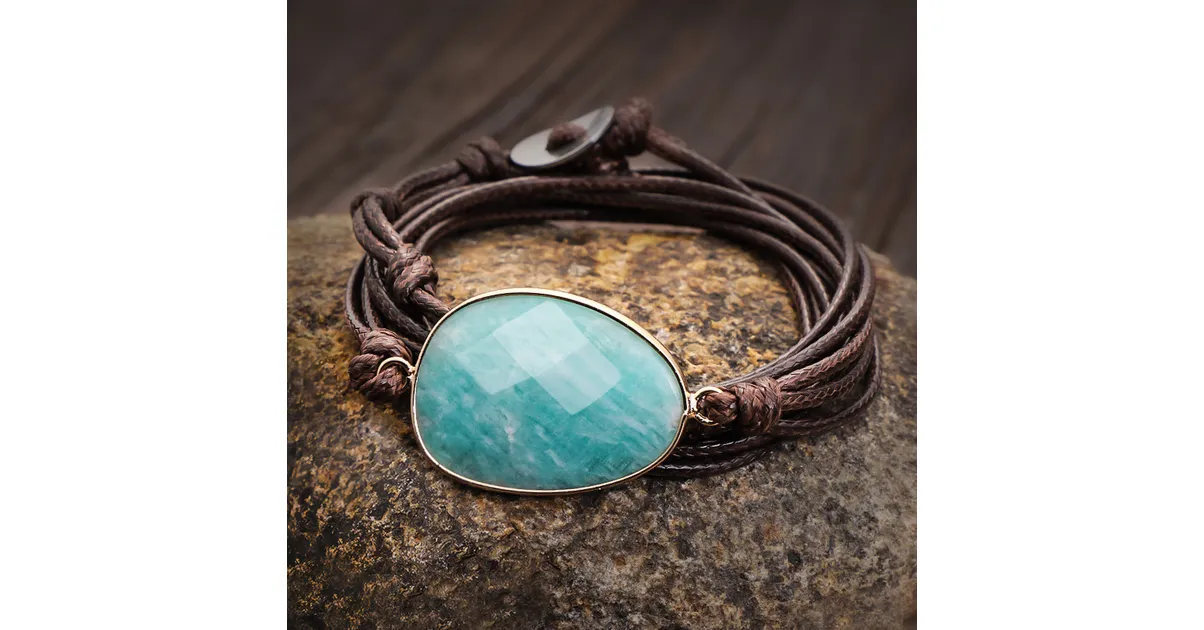 Bracelet bohème en pierre naturelle Amazonite