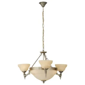 Bronzen klassieke hanglamp glas, Eugine