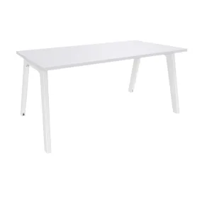 Bureau simple STEELY - L160 cm - Bureau de départ - Pieds blanc - plateau Blanc Perle
