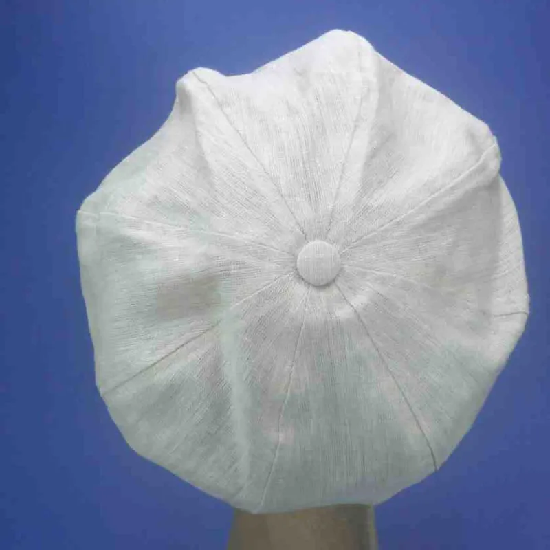 Casquette gavroche grand plateau lin coloris naturel | Casquette femme
