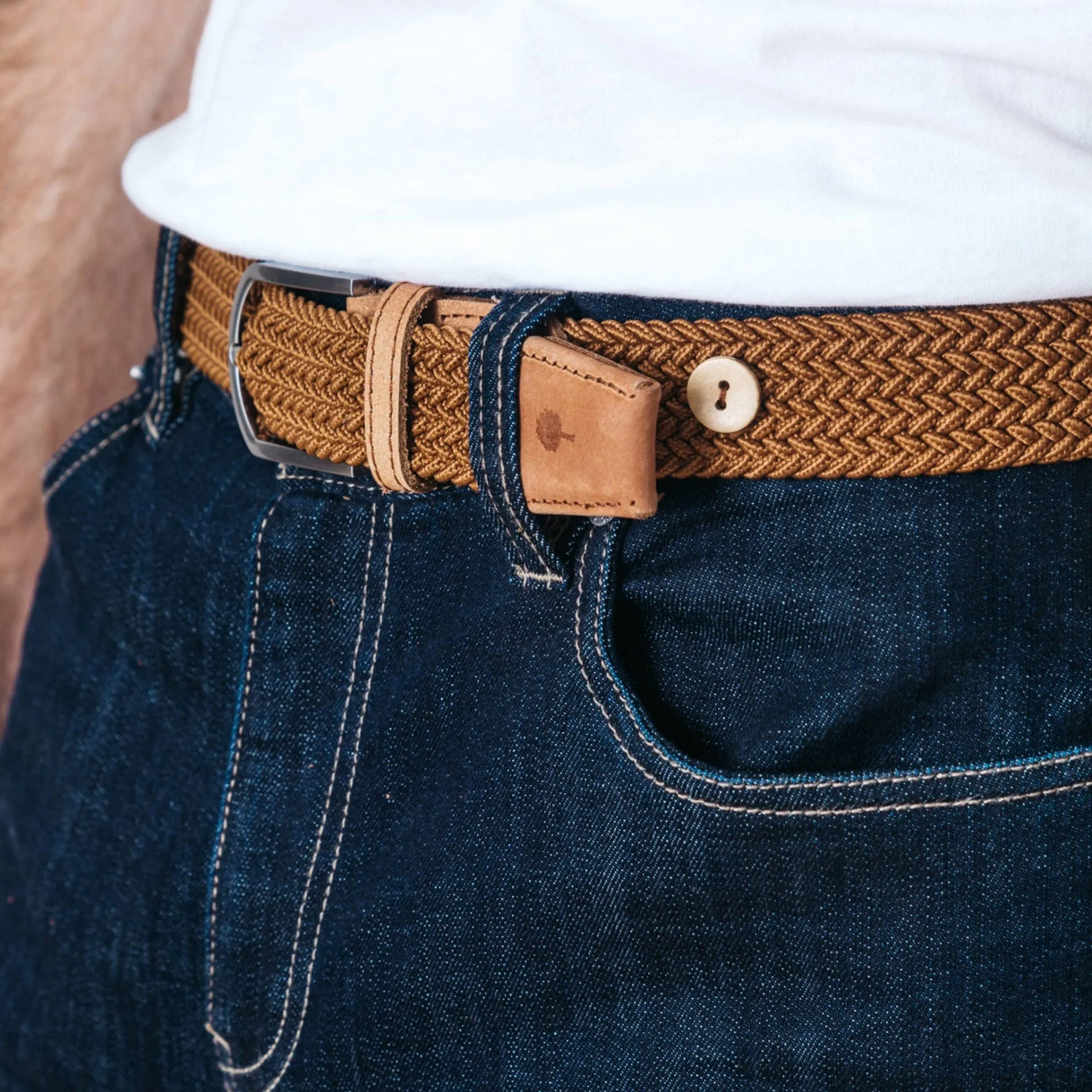 Ceinture camel polyester recyclé et élasthanne - modèle Belt - FAGUO