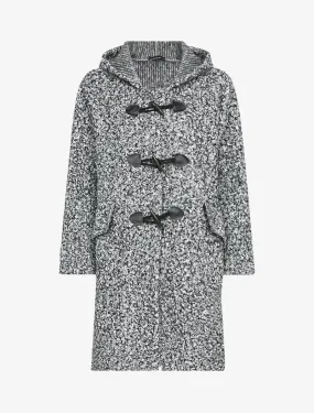 Duffle coat en maille bouclette - Blanc/noir
