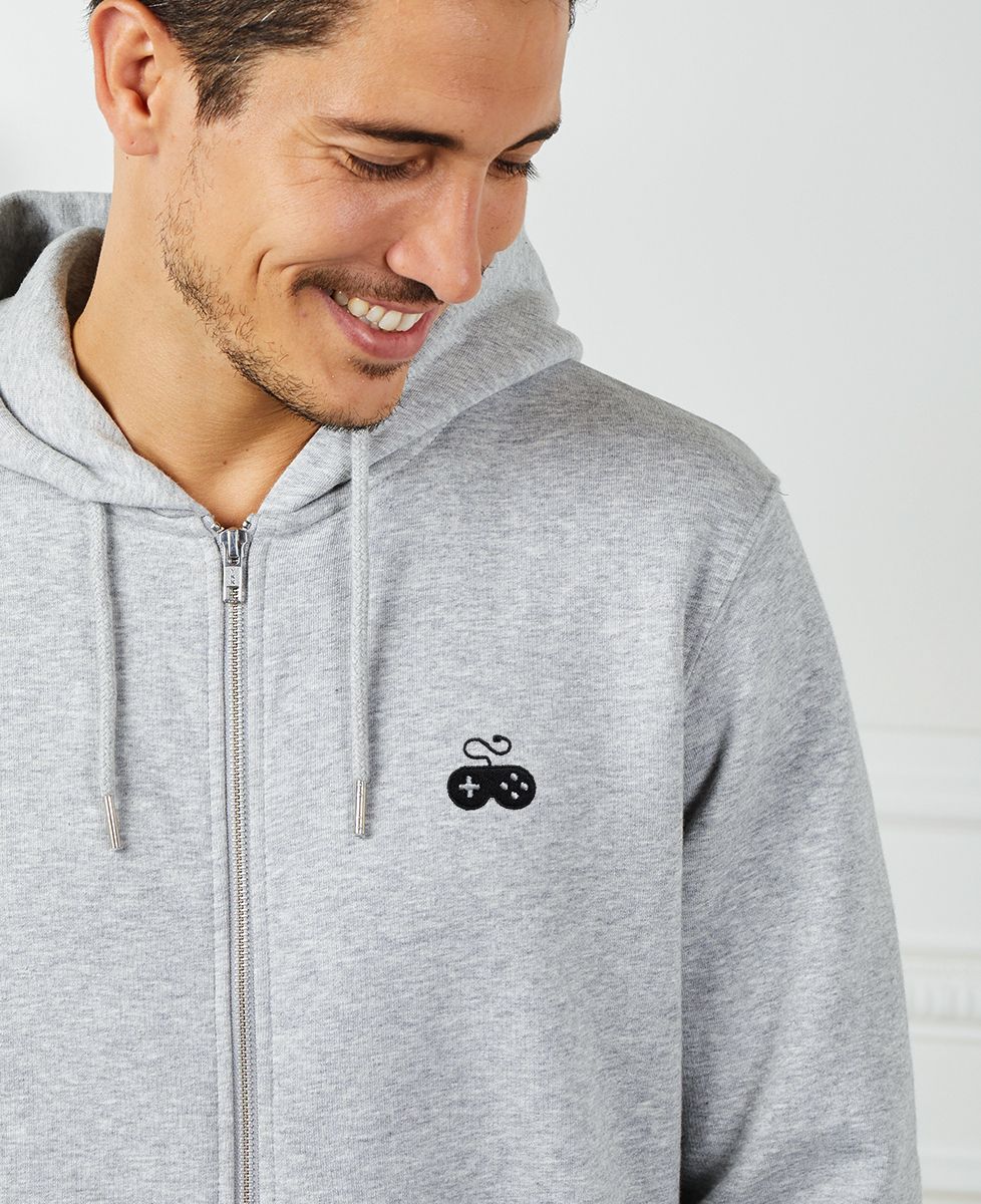 Hoodie zippé homme Manette gamer (brodé)