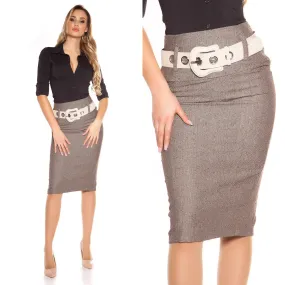 Jupe longue fashion avec ceinture couleur Marron