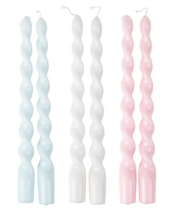 Lot de 2 bougies flambeau torsadées 