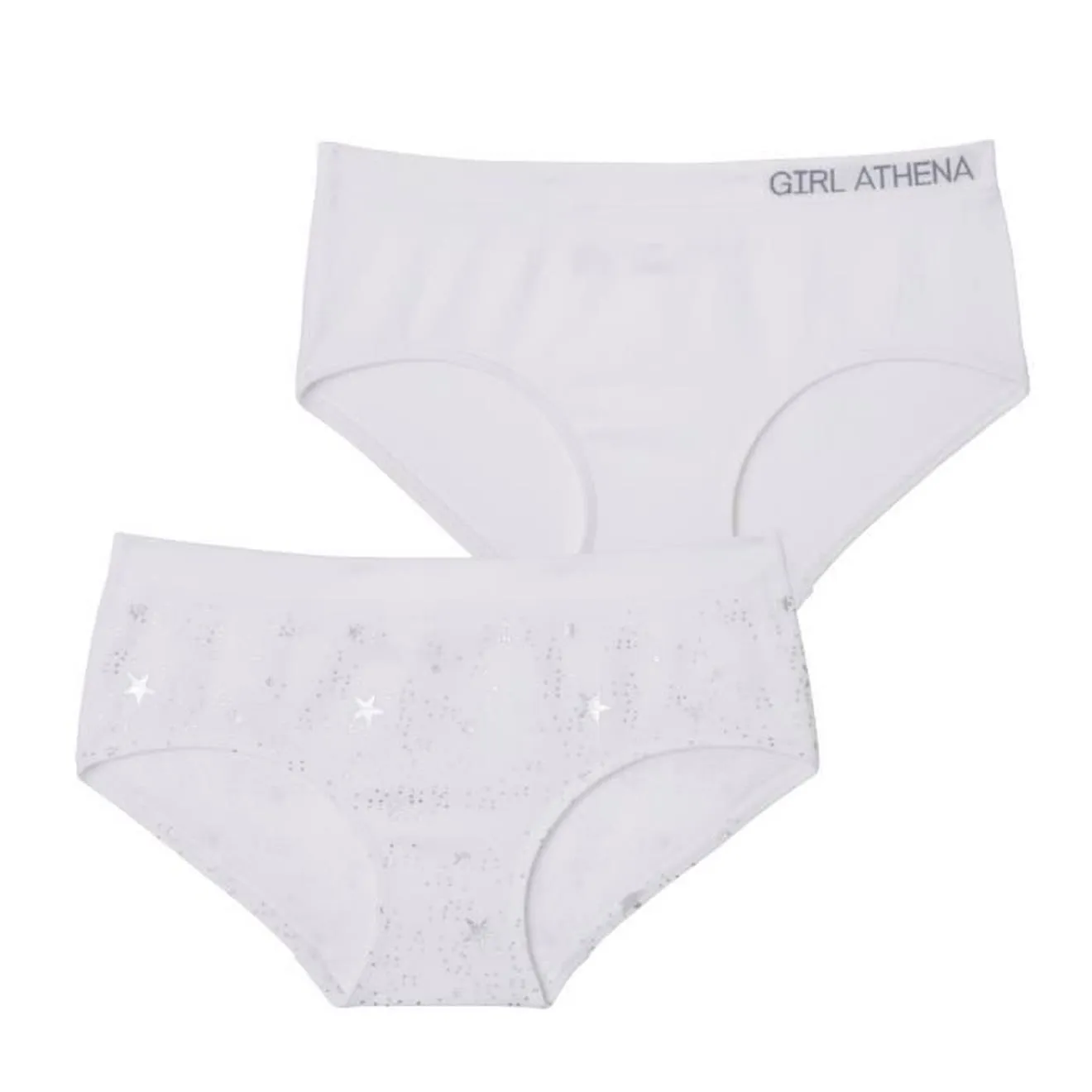 Lot de 2 culottes Hipster  Sans Couture ATHENA Imprimé étoiles argentées FILLE blanc - Athena