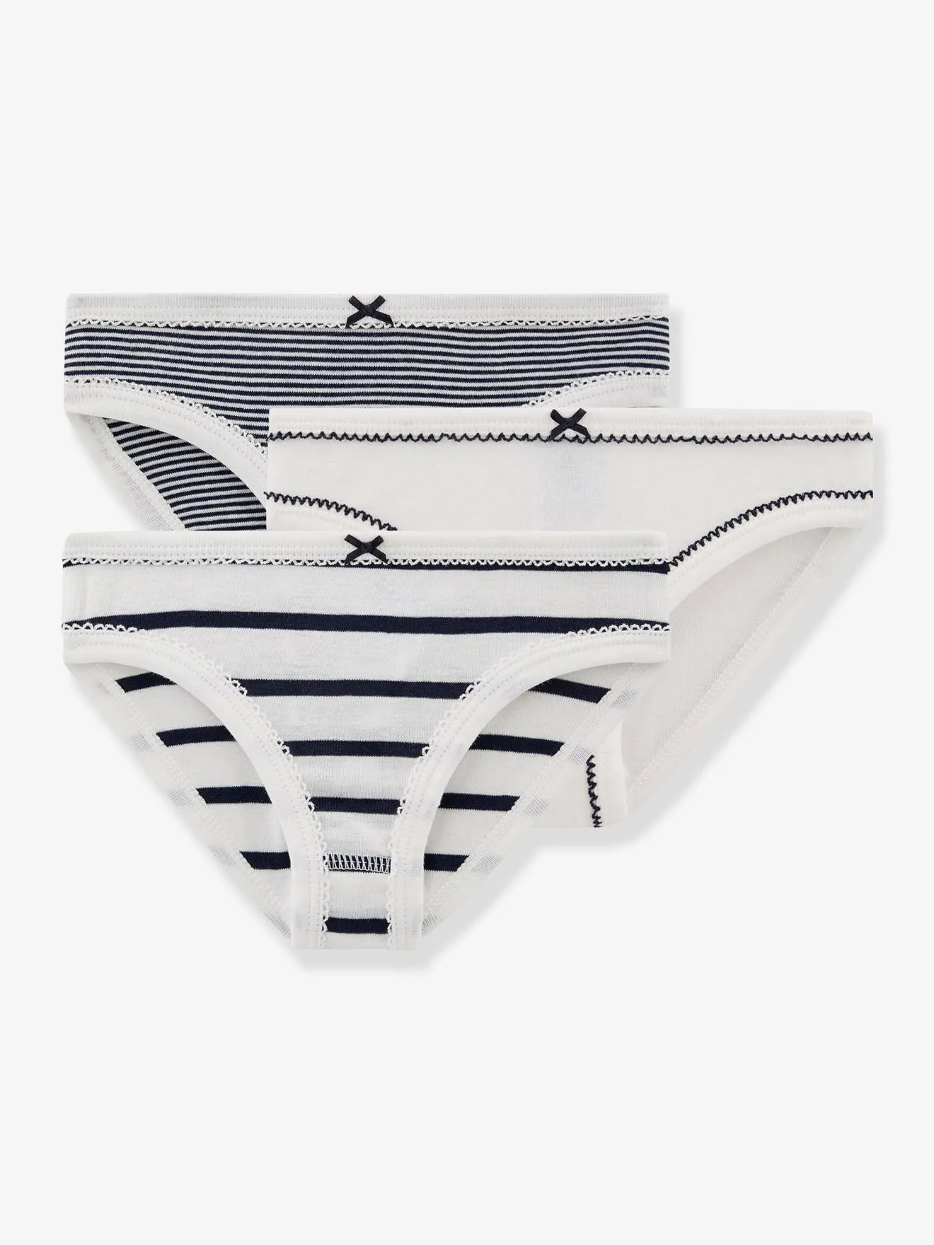 Lot de 3 culottes rayées petite fille PETIT BATEAU blanc - Petit Bateau