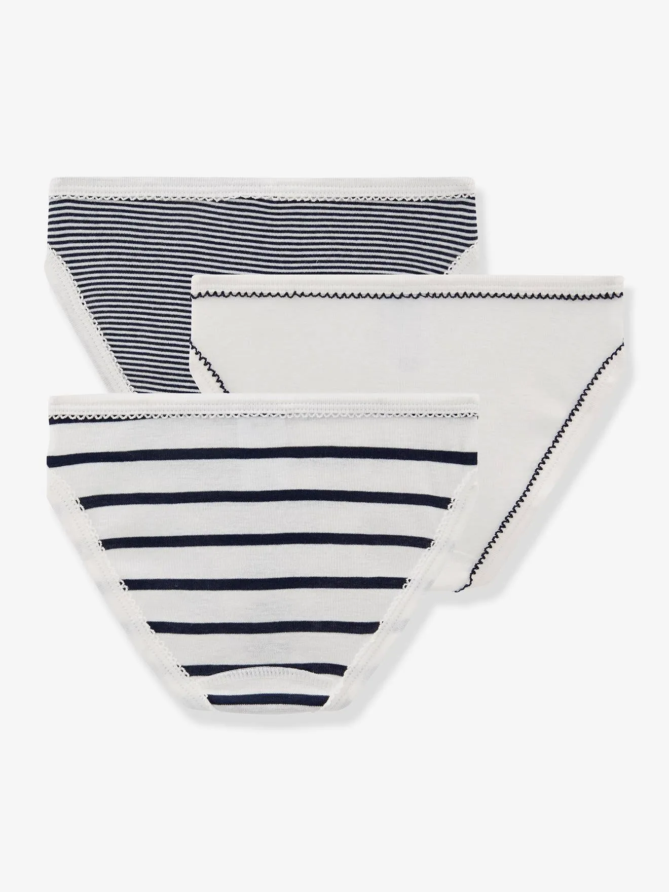 Lot de 3 culottes rayées petite fille PETIT BATEAU blanc - Petit Bateau