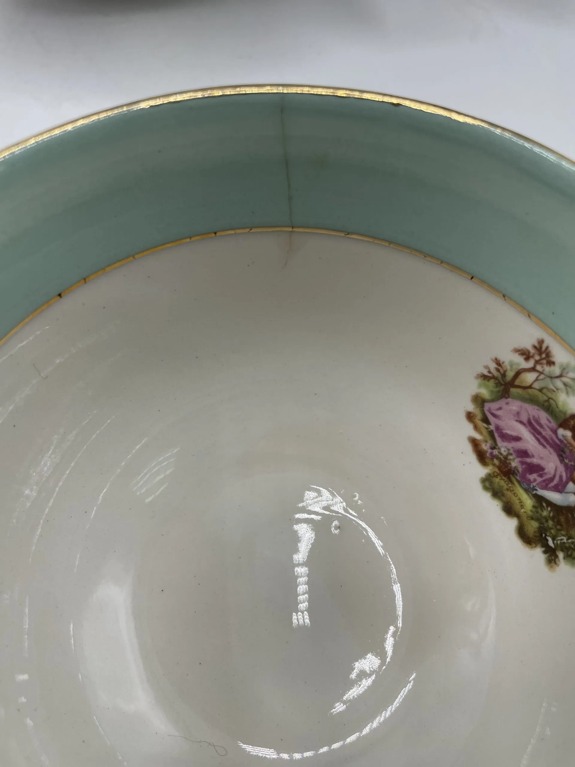 Lot de 4 tasses à thé et soucoupes Saint Amand menthe - Ressourcerie Histoires Sans Fin