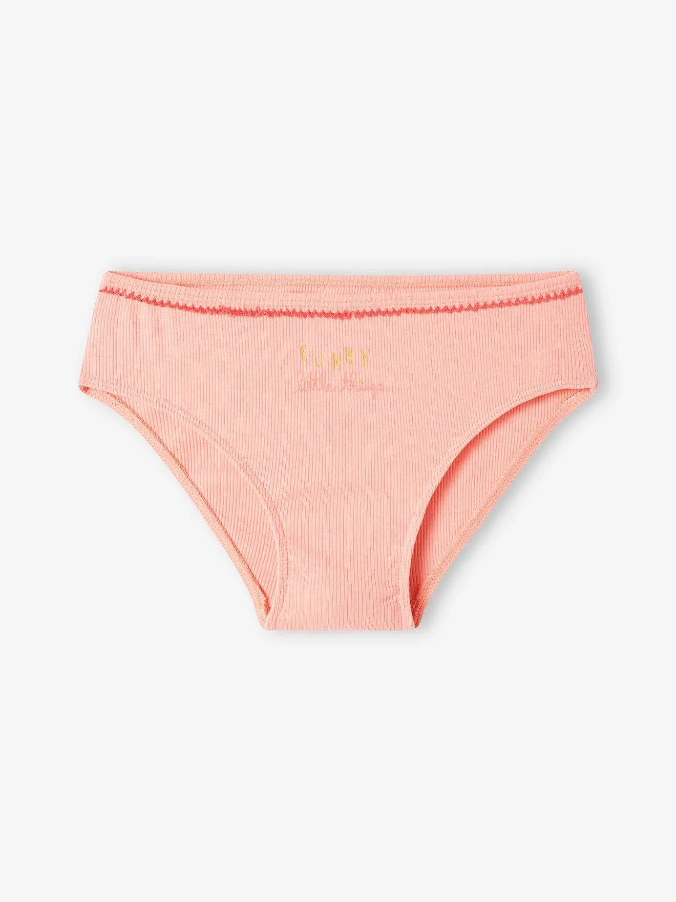 Lot de 5 culottes fantaisie fille en maille côtelée rose nude - Vertbaudet