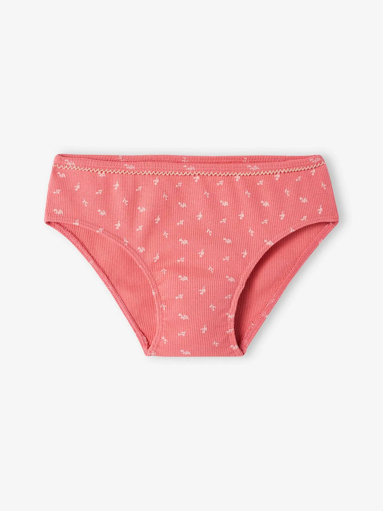 Lot de 5 culottes fantaisie fille en maille côtelée rose nude - Vertbaudet