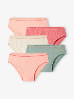 Lot de 5 culottes fantaisie fille en maille côtelée rose nude - Vertbaudet