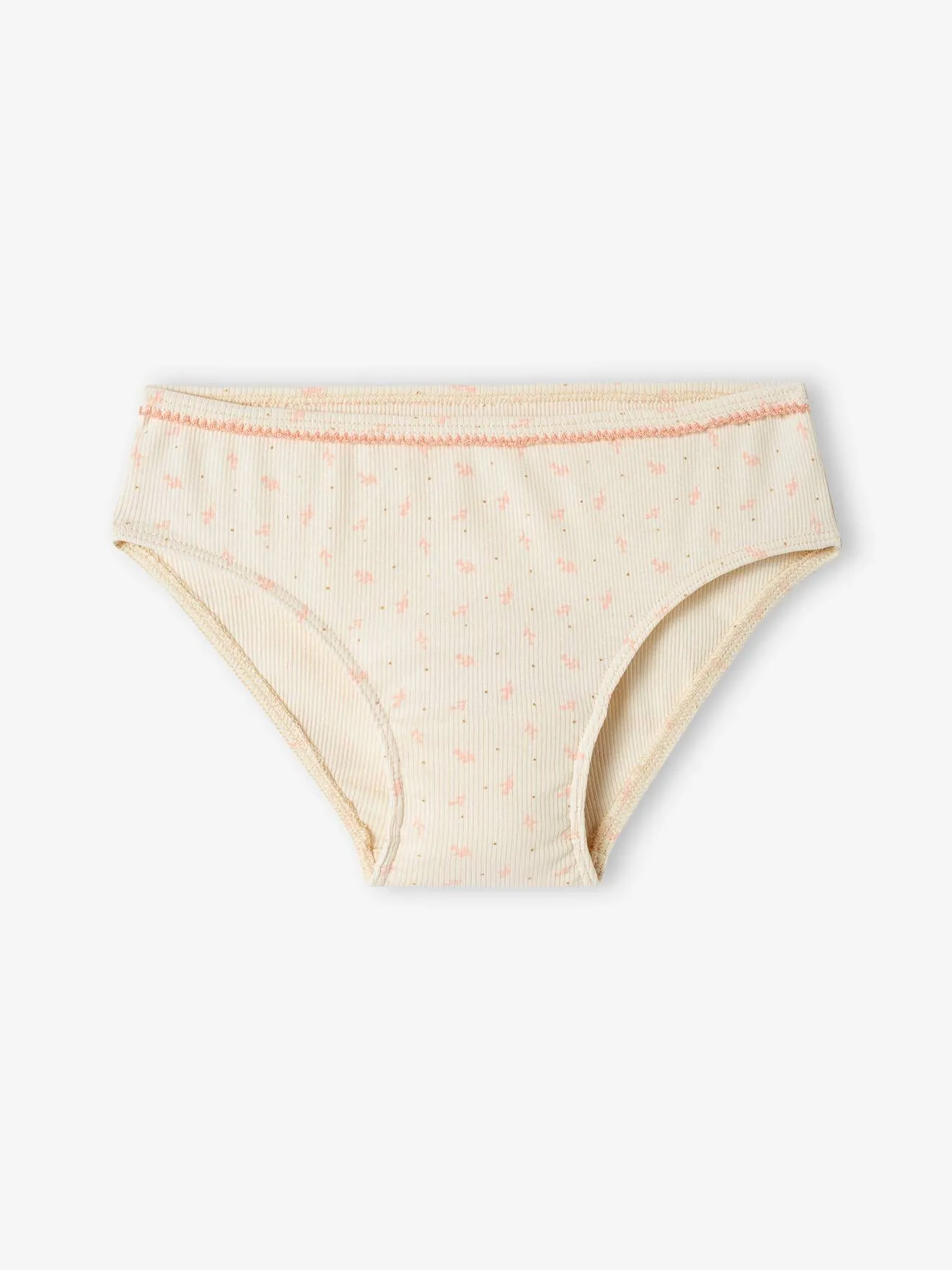 Lot de 5 culottes fantaisie fille en maille côtelée rose nude - Vertbaudet