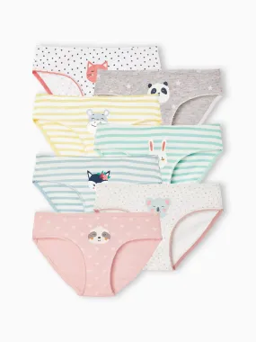 Lot de 7 culottes fille animaux blanc - Vertbaudet