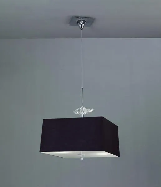 Lustre 4 lampes avec abat jour Mantra Akira noir Chrome Tissus