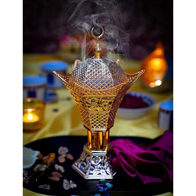 Mbikhra électrique de luxe Encensoir doré Diffuseur de bokhour 