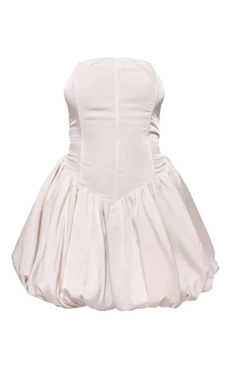 Mini-robe bustier bouffante crème à corset