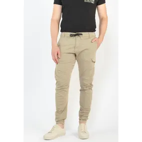 Pantalon cargo Vedje beige sable blanc en coton Le Temps des Cerises - Pantalon Homme sur MenCorner