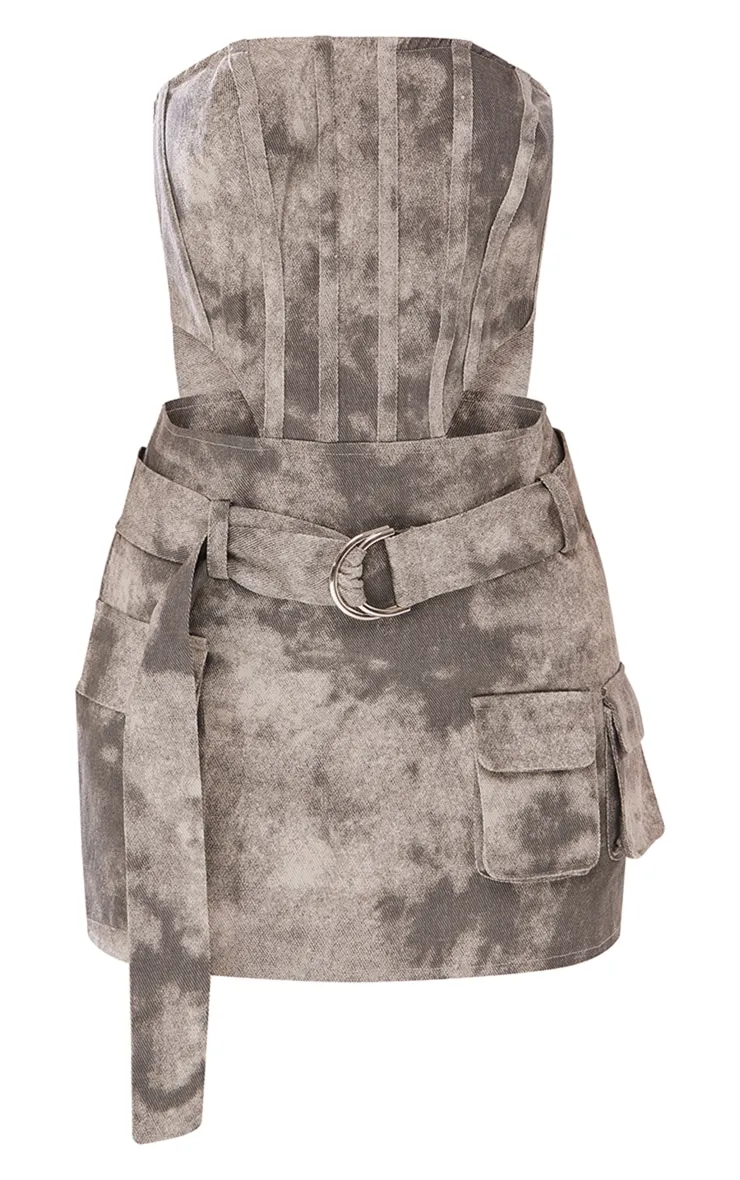 Petite Mini-robe cargo gris délavé