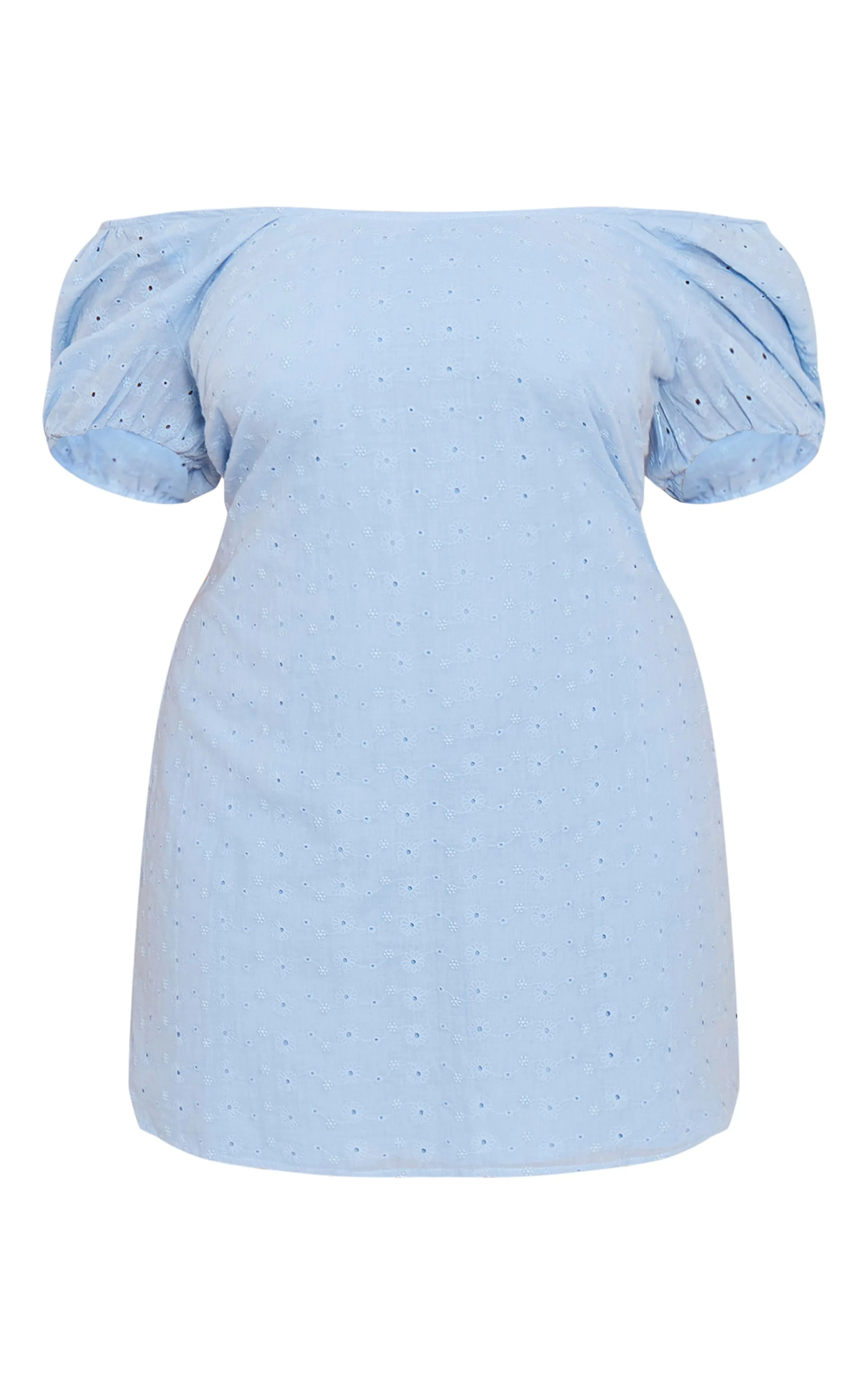 Plus Mini-robe brodée bleue à détail dentelle