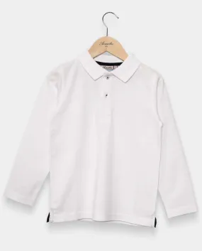 Polo jersey manches longues blanc