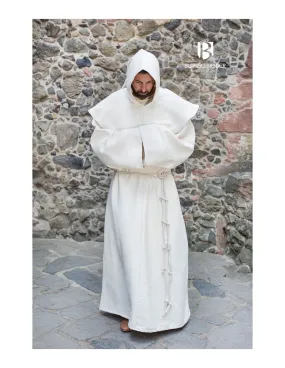 Robe de moine médiéval Benediktus, blanc ⚔️ Boutique Épées