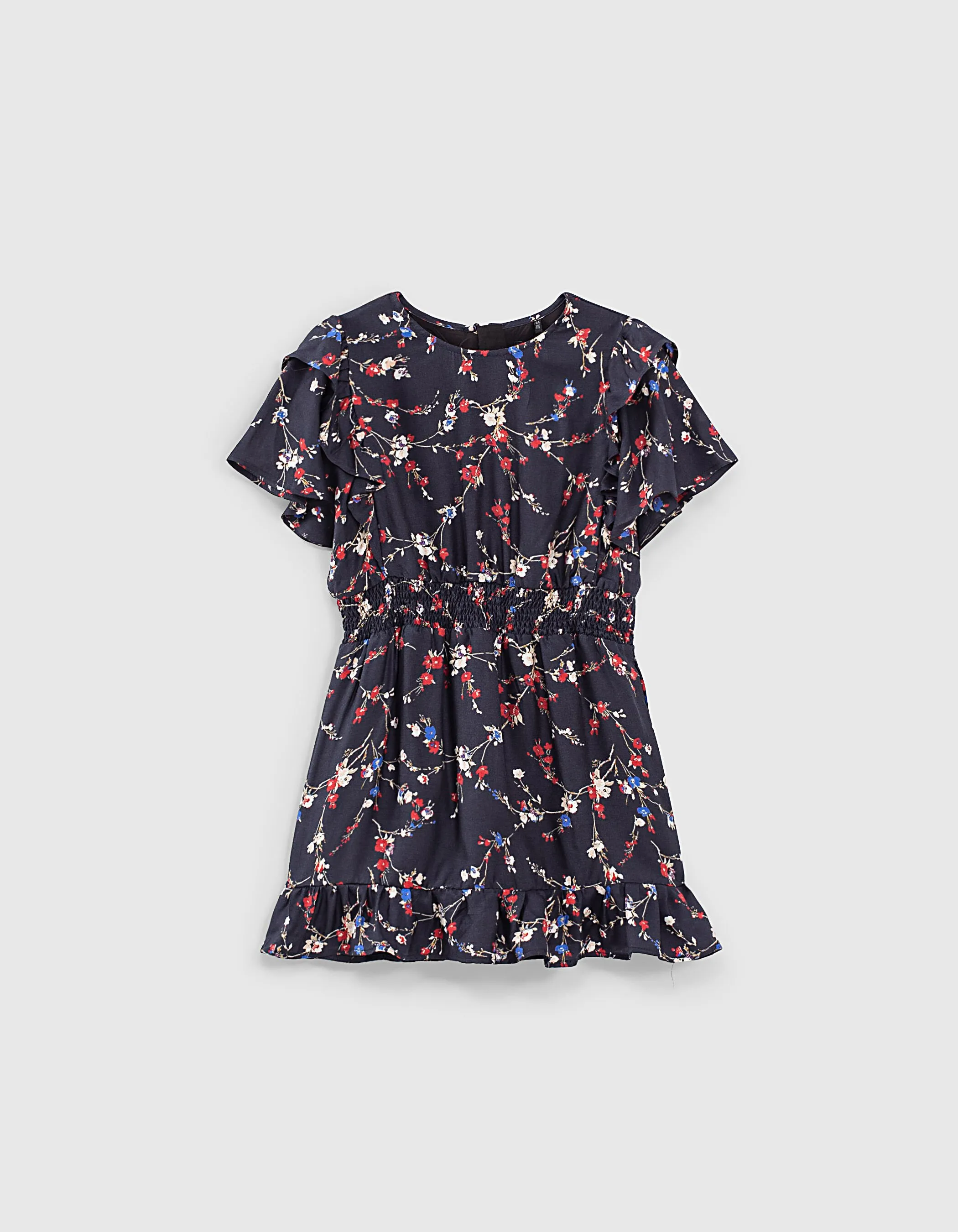 Robe marine mini me imprimé fleurs fille 