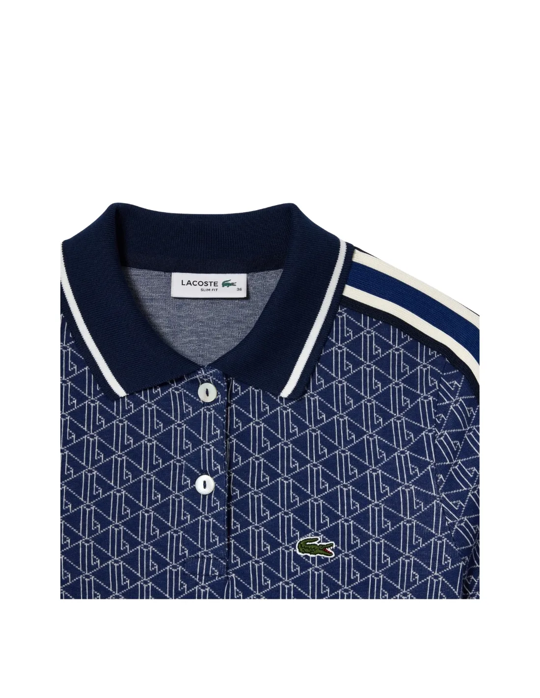 Robe Polo Slim Fit Monogramme Lacoste Ref 63184 QIE Bleu