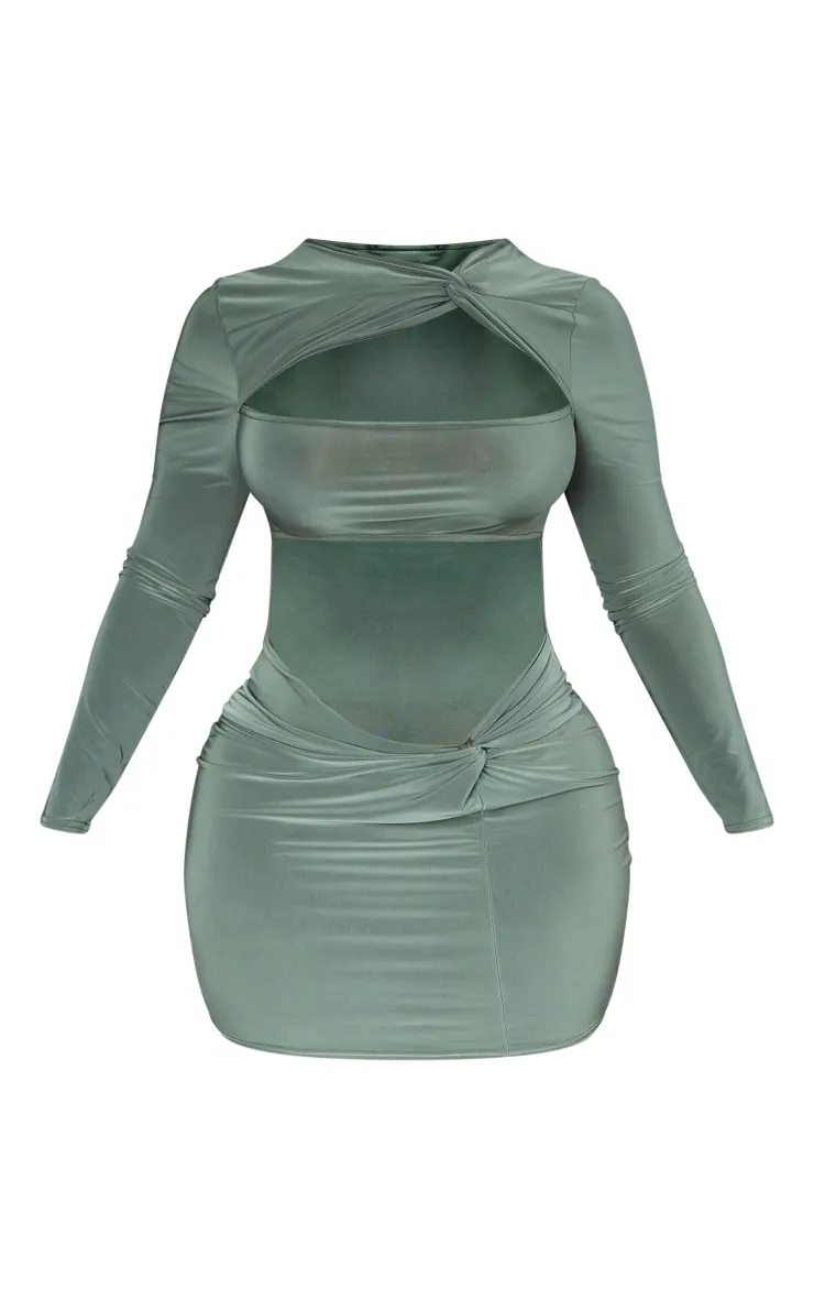 Shape mini-robe moulante découpée vert olive