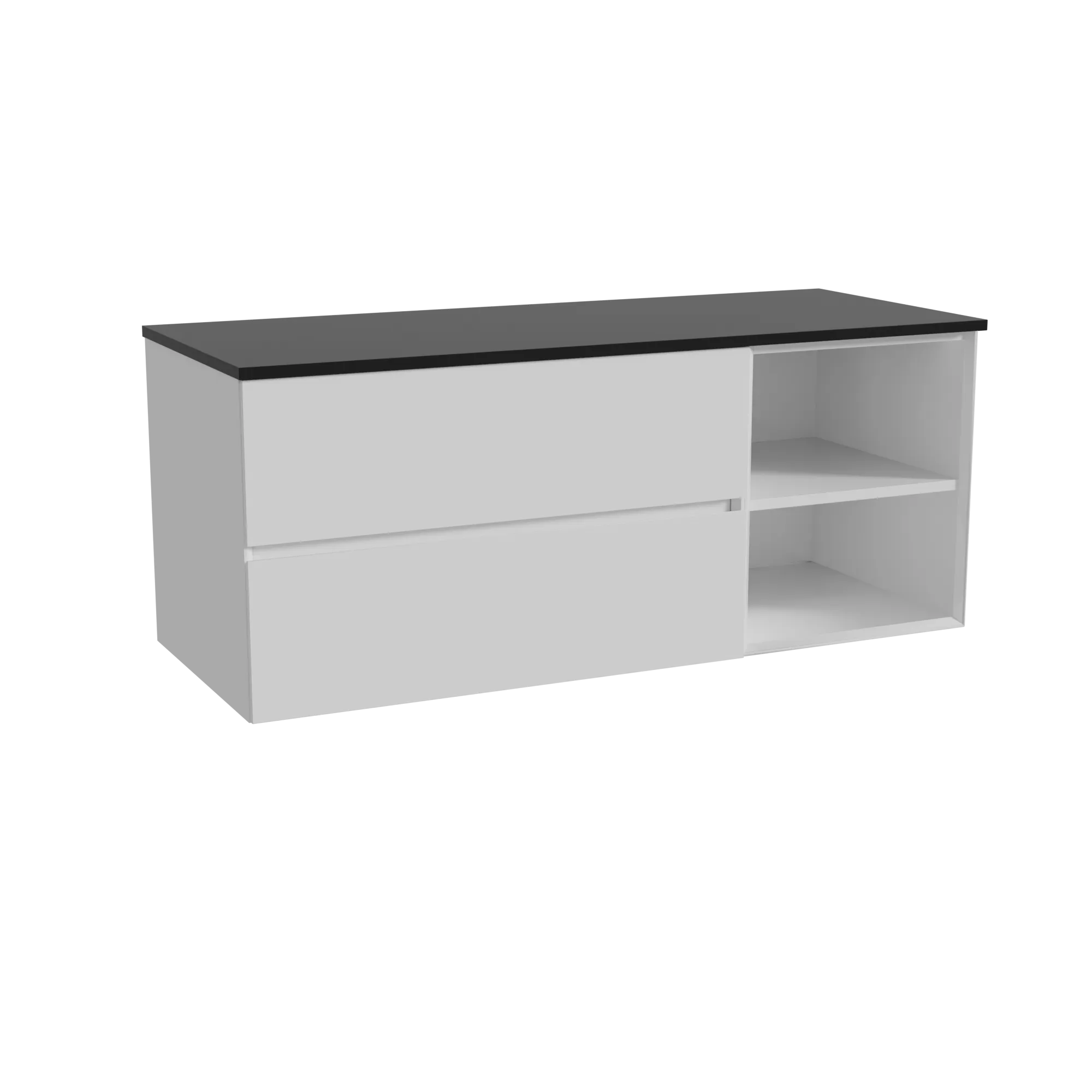 Storke Edge meuble salle de bains suspendu 130 x 52 cm blanc brillant avec Panton tablette simple ou double en mdf enduit de pou