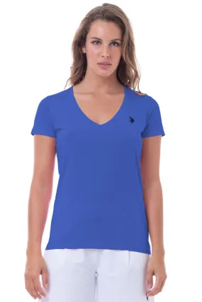 Tee-shirt col V bleu, US POLO ASSN - BELL Bleu 233 | Cesare Nori